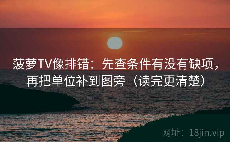 菠萝TV像排错：先查条件有没有缺项，再把单位补到图旁（读完更清楚）